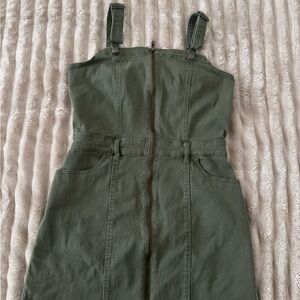 Green Denim Overall Dress